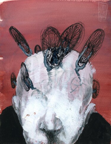 Drawing titled ""BIKEMAN"" by Vicente Occhionero, Original Artwork, Acrylic