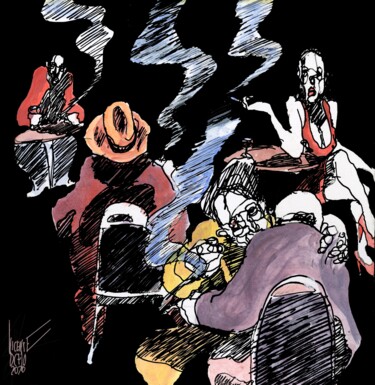 Disegno intitolato ""IRREGULAR VERBS II"" da Vicente Occhionero, Opera d'arte originale, Inchiostro