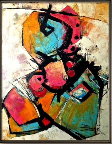 VIBRANT COLORS III Schilderij getiteld "VIBRANT COLORS III" door Sonja Brzak, Origineel Kunstwerk, Olie Gemonteerd op Frame voor houten brancard