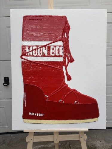 Ζωγραφική με τίτλο "RED MOON BOOT" από Xoual, Αυθεντικά έργα τέχνης, Ακρυλικό