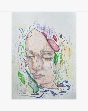 Drawing titled "Il l’a regarde dans…" by Giovanni.D, Original Artwork, Pencil