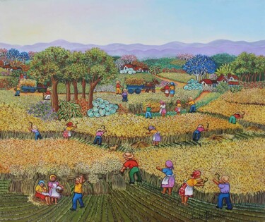 제목이 "Nos campos dourados…"인 미술작품 Lucia Buccini로, 원작, 기름