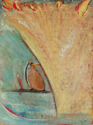Pintura titulada "Pingouin céleste" por Orlane Grelet, Obra de arte original, Acrílico Montado en Bastidor de camilla de mad…