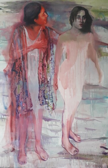Peinture intitulée " LA CONVERSATION" par Denis Orhant, Œuvre d'art originale, Huile
