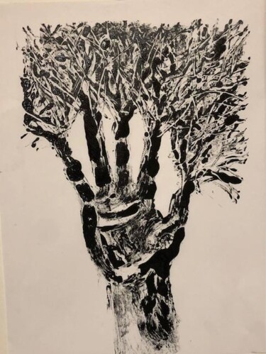 Printmaking titled "Arbremain2" by Lydia Morano, Original Artwork, Digital Print