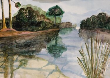 Disegno intitolato "Les Reservoirs 2" da Lydia Morano, Opera d'arte originale, Acquarello