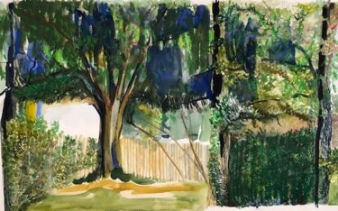 Disegno intitolato "Au jardin " da Lydia Morano, Opera d'arte originale, Acquarello