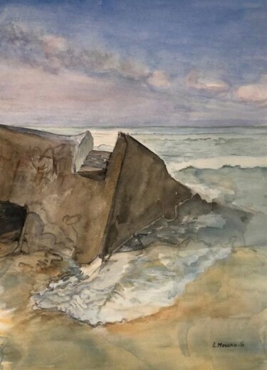 Disegno intitolato "Bunker 1" da Lydia Morano, Opera d'arte originale, Acquarello