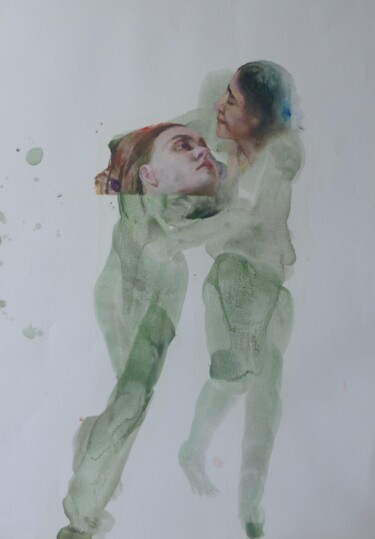 Disegno intitolato "L'etreinte" da Denis Orhant, Opera d'arte originale, Olio