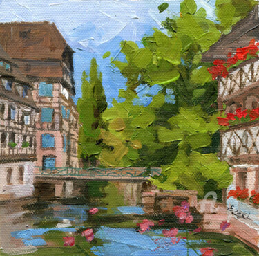 Schilderij getiteld "La petite France à…" door Elisabeth Bazin, Origineel Kunstwerk, Acryl