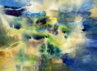 绘画 标题为“Cascade” 由Anne Bironneau, 原创艺术品, 水彩 安装在木质担架架上