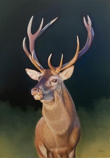 Drawing titled "Le roi de la forêt" by Lydia Meriaux, Original Artwork, Pastel