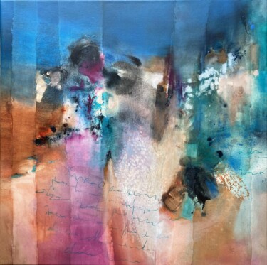 Картина под названием "80x80-correspondance" - Anne Bironneau, Подлинное произведение искусства, Акварель Установлен на Дере…