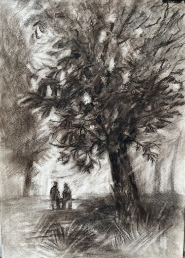 Desenho intitulada "At Park" por Roman Sergienko, Obras de arte originais, Pastel