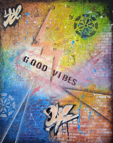 Malerei mit dem Titel "Good vibes" von Laurent Courousse, Original-Kunstwerk, Acryl