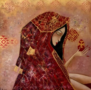 Painting titled "Мария Магдалена" by Anna Mytavska (Cabrerra), Original Artwork, Fabric