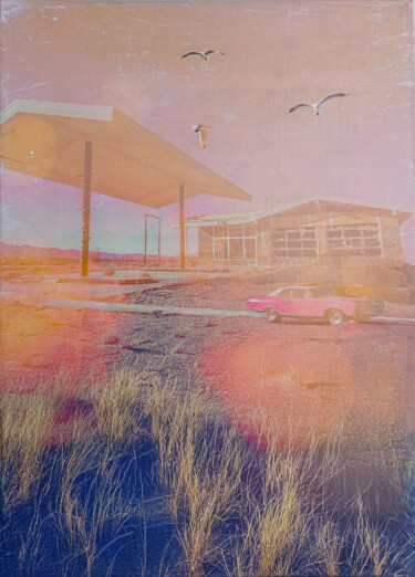 DRIVE INTO OBLIVION Collages titulada "DRIVE INTO OBLIVION" por Db Waterman, Obra de arte original, Collages Montado en Bastidor de camilla de m…