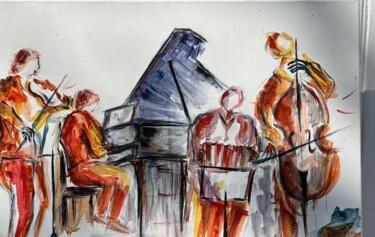 "Quartett musique" başlıklı Tablo Obio tarafından, Orijinal sanat, Petrol Ahşap Sedye çerçevesi üzerine monte edilmiş