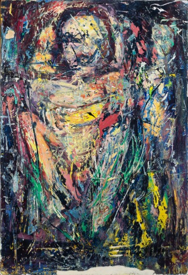 Peinture intitulée " CHAMAN ou LA JEUNE…" par Cy Pavel, Œuvre d'art originale, Huile