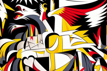 Pittura intitolato "Dynamische Vögel im…" da Lee Eggstein, Opera d'arte originale, Stampa digitale