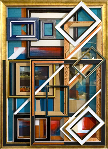Collages titled "MSM 006" by Omar Piñol, Original Artwork, Collages Mounted on Wood Stretcher frame