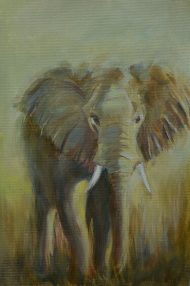 「Elephant In The Wil…」というタイトルの絵画 Devonによって, オリジナルのアートワーク, オイル