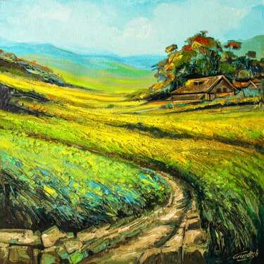 Blooming Grassland Pittura intitolato "Blooming Grassland" da Artist Gurdish Pannu Punjabi Painting Gallery, Opera d'arte originale, Acrilico