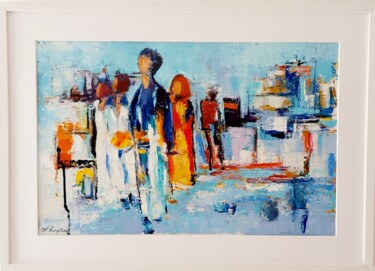 Pintura intitulada ""LES CURIEUSES "" por Marie-Paule Lingelser, Obras de arte originais, Óleo Montado em Cartão