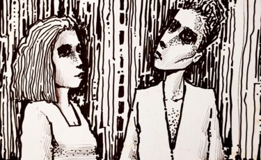 Drawing titled "Regular couple" by Milto Sideris, Original Artwork, Marker