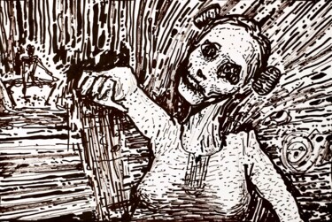 Disegno intitolato "Bam!Hihi!" da Milto Sideris, Opera d'arte originale, Pennarello