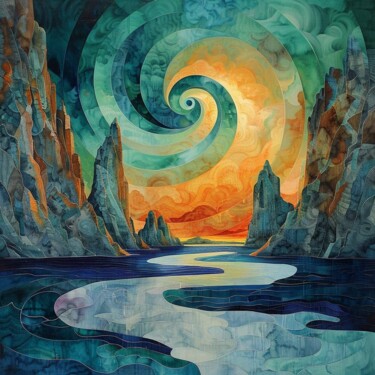 Картина под названием "Spiral of Becoming" - Andre Gulyaev, Подлинное произведение искусства, Масло Установлен на Деревянная…