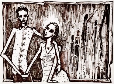 Disegno intitolato "Long arm guy" da Milto Sideris, Opera d'arte originale, Pennarello