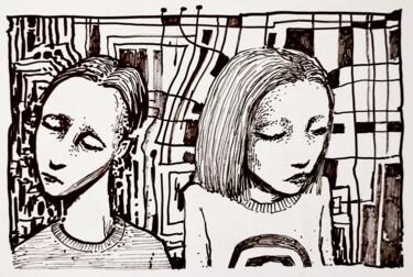 Drawing titled "Separation" by Milto Sideris, Original Artwork, Marker