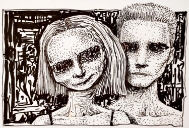 Drawing titled "Clean couple" by Milto Sideris, Original Artwork, Marker