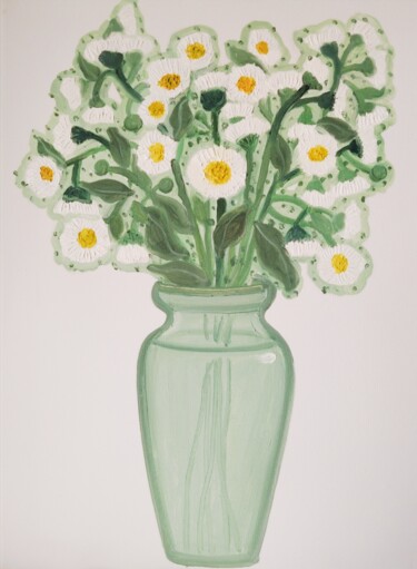 Schilderij getiteld "daisy01" door Lihua Ji, Origineel Kunstwerk, Olie