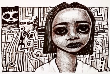 Drawing titled "A little autistic" by Milto Sideris, Original Artwork, Marker