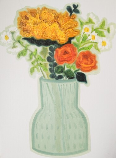Schilderij getiteld "sunflower07" door Lihua Ji, Origineel Kunstwerk, Olie