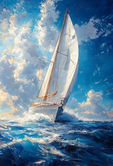 Интерьерная картина на холсте маслом морская свобода Painting titled "Интерьерная картина…" by Anna S., Original Artwork, Oil