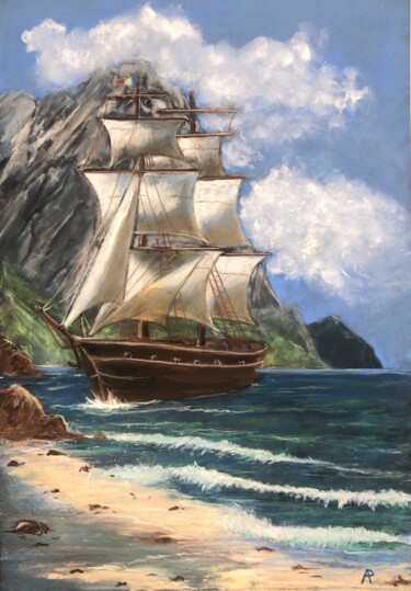 Disegno intitolato "Dans les Îles." da Philippe Allier, Opera d'arte originale, Pastello
