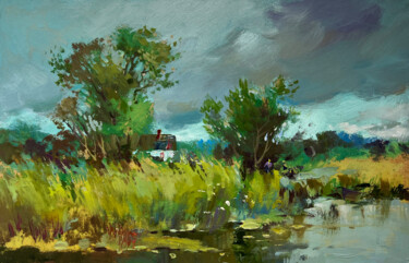 Pittura intitolato "On the outskirts of…" da Yuriy Suprunchuk, Opera d'arte originale, Olio Montato su Cartone