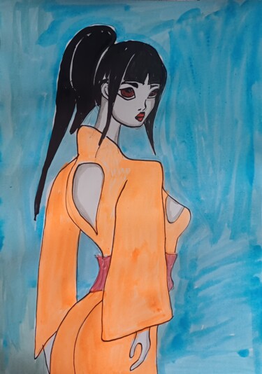 Tekening getiteld "Martial arts" door Ashton Knighting, Origineel Kunstwerk, Inkt