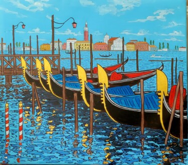 "Venice gondolas #4" başlıklı Tablo Colin Ross Jack tarafından, Orijinal sanat, Akrilik Ahşap Sedye çerçevesi üzerine monte…