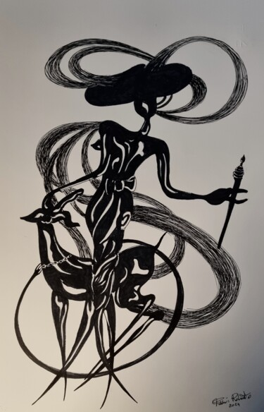 「black and white 3」というタイトルの描画 Robyによって, オリジナルのアートワーク, インク