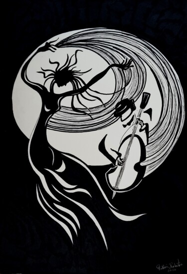 「black and white 4」というタイトルの描画 Robyによって, オリジナルのアートワーク, インク