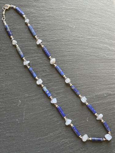 Collier argent 925 lapis lazuli et agate blue lace