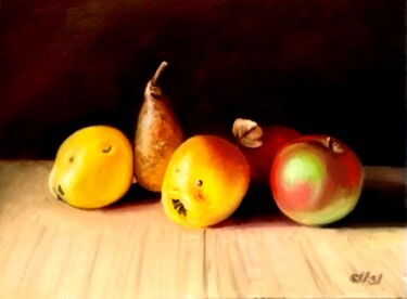 Still Life with Quince, Pear, and Apple 绘画 标题为“Still Life with Qui…” 由Larisa Sidorova (Alsi), 原创艺术品, 油 安装在木质担架架上