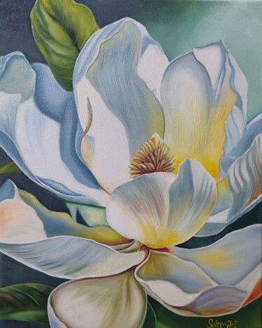 Pittura intitolato "Magnolia" da Sulser-Art, Opera d'arte originale, Olio Montato su Telaio per barella in legno