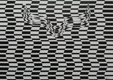 Ζωγραφική με τίτλο "Floating bird" από Wiesje Van Dam, Αυθεντικά έργα τέχνης, Ακρυλικό