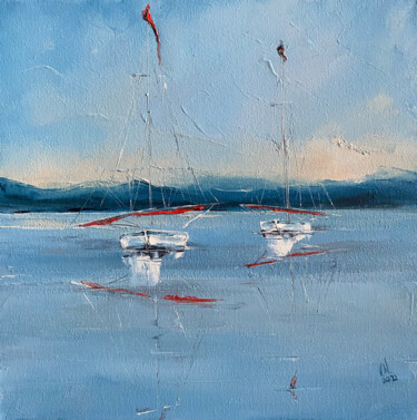 In a quiet harbor Картина под названием "In a quiet harbor" - Volodymyr Nezdiimynoha, Подлинное произведение искусства, Масло Установлен на Де…