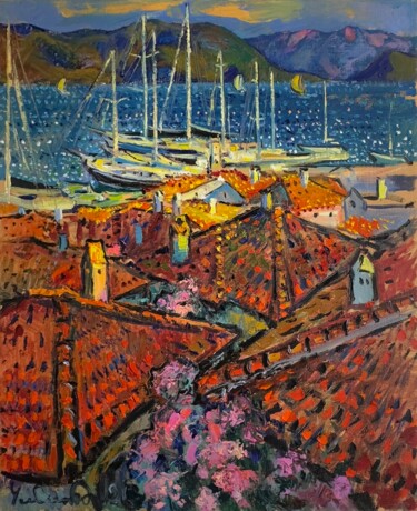 Rooftops of Marmaris 제목이 "Rooftops of Marmaris"인 미술작품 Andrii Chebotaru로, 원작, 기름 판지에 장착됨